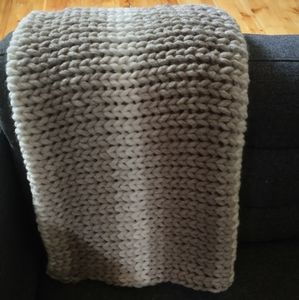 Handmade knitted wool blanket/throw